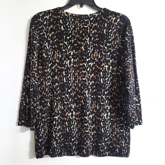Talbots Womens 100% Merino Wool Sweater Size XL Animal Print Pullover Mob Wife - Picture 2 of 9